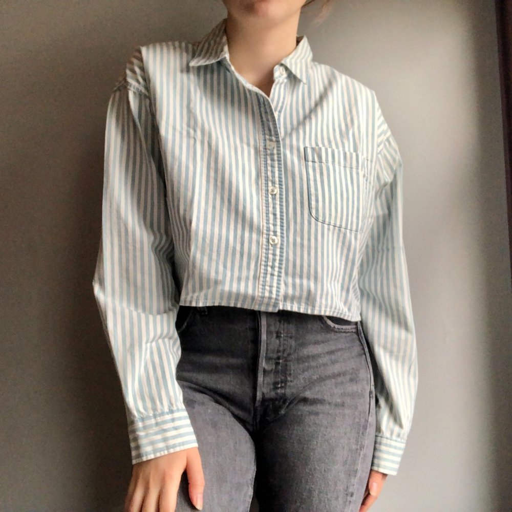 F21 Striped Button Up Shirt